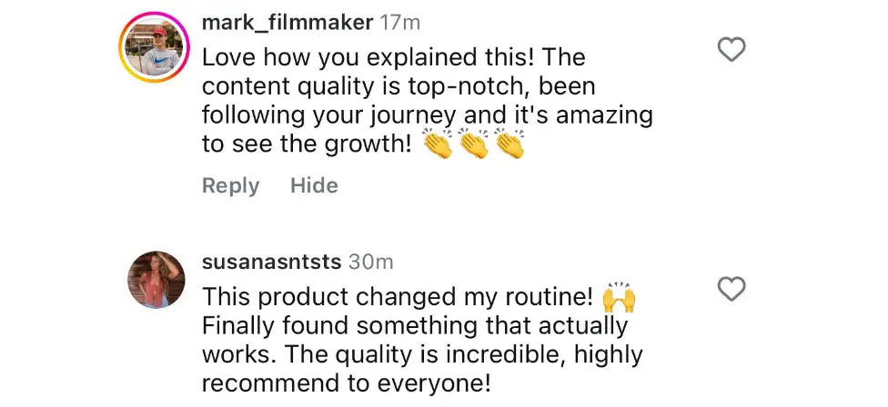 Follovery Quality Comments Screenshot