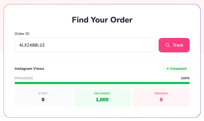 Follovery order tracking page showing color-coded delivery statuses and per-post breakdown